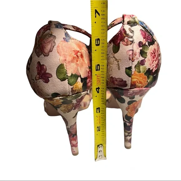 Chase & Chloe Floral Open toe heel sandals Sz. 10 • "Edward-13" - Picture 4 of 6